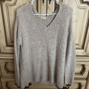 Tan V-neck sweater